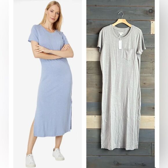 NWT Outerknown Neptune Tee Dress Short Sleeves Tshirt Dress L Gray - Picture 1 of 11